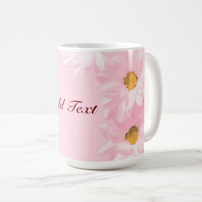 Taza De Café Plantilla Floral rosa pastel, personalizar, (Anverso derecho)