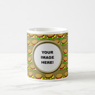 Taza De Café Plantilla, frontera de la hamburguesa