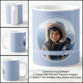 Taza De Café Plantilla Mensaje de Foto Recuerdo Abuelo Azul C41