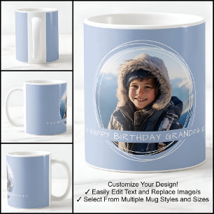 Taza De Café Plantilla Mensaje de Foto Recuerdo Abuelo Azul C41