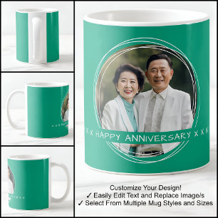 Taza De Café Plantilla Mensaje de Foto Recuerdo Boda Verde C115