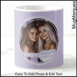 Taza De Café Plantilla Mensaje de Foto Recuerdo Dieciséis Lila 