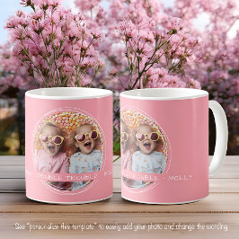 Taza De Café Plantilla Mensaje de Foto Recuerdo Gemelas Rosa C5