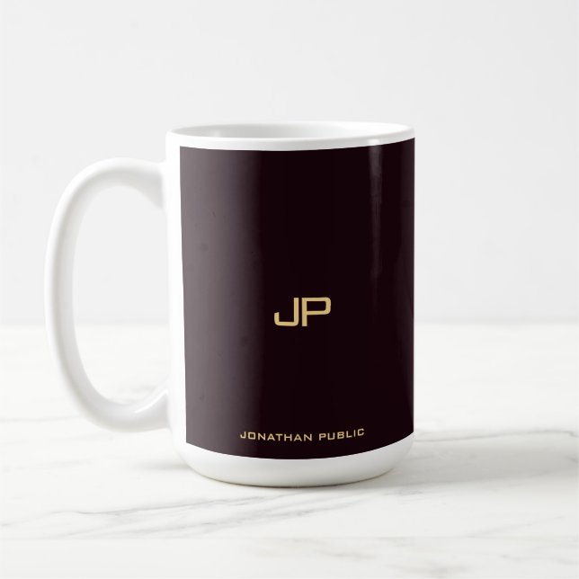Taza De Café Plantilla monograma clásico elegante personalizada (Izquierda)