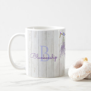 Taza De Café Plantilla monograma del conjunto de flor de lavand