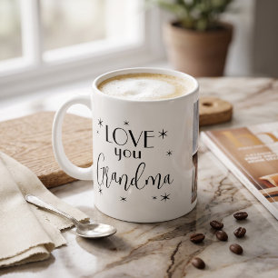 Taza De Café Plantilla personalizada de 4 fotos con texto