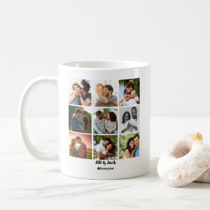 Taza De Café Plantilla personalizada de 9 Collages de fotos par