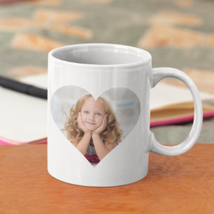 Taza De Café Plantilla personalizada de foto con forma de coraz