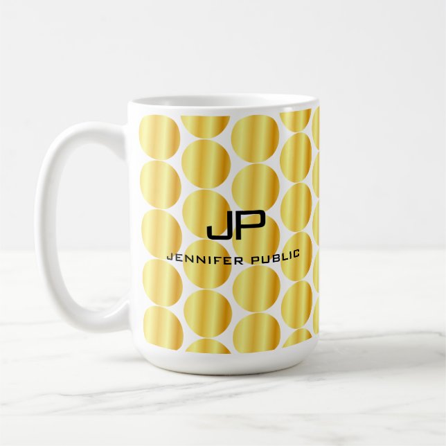 Taza De Café Plantilla personalizada de monograma de oro falso (Izquierda)