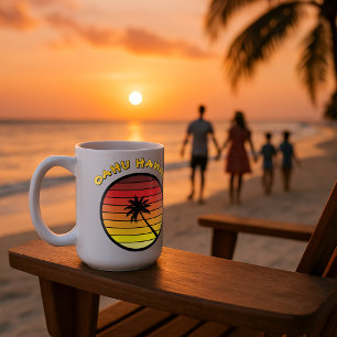 Taza De Café Plantilla Retro Sunset de Palm Tree