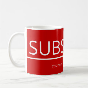 TAZA DE CAFÉ PLANTILLA ROJA DE NOMBRE DEL CANAL DE SUSCRIPCIÓN 