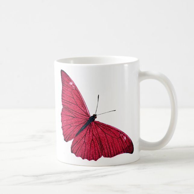 Taza De Café Plantilla roja del ilustracion de la mariposa de (Derecha)