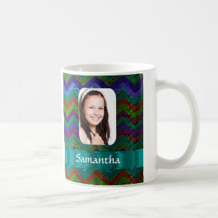 Taza De Café Plantilla verde azulada de la foto del galón