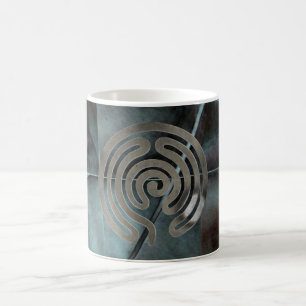 Taza De Café plata antigua laberíntica grano de mosaico