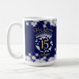 Taza De Café Plata azul marina Quinceanera vintage Boho Español