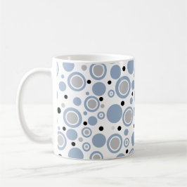 Taza De Café Plata Azul pizarra Plata Negro Geométrico CIrcles