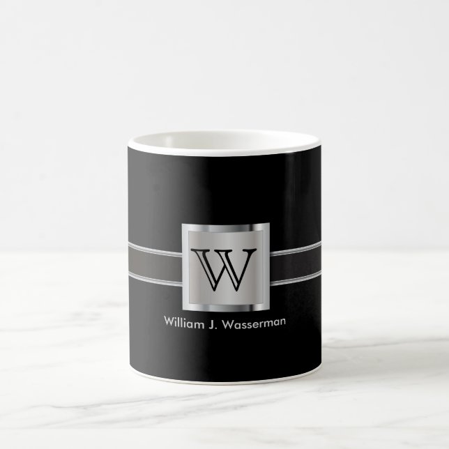 Taza De Café Plata monográfica, gris y negro (Centro)