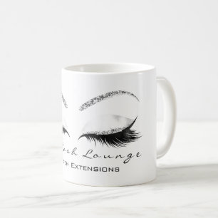 Taza De Café Plata WhiteGlitter del maquillaje de la belleza de
