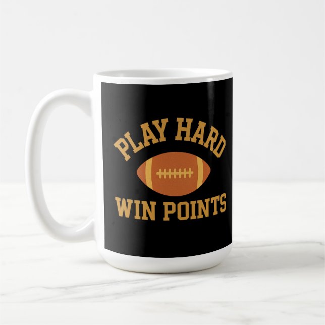 Taza De Café Play Hard, Win Points  Retro Game Day Sports  (Izquierda)
