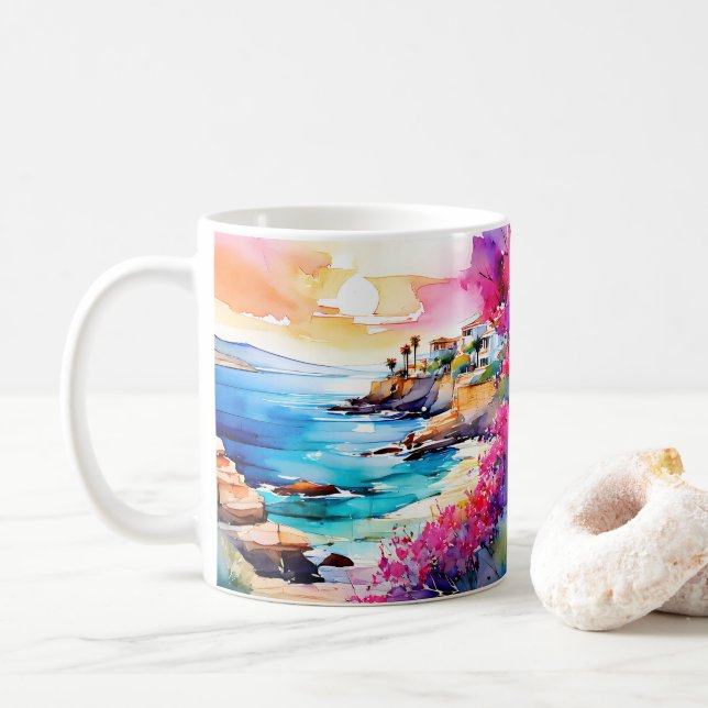 Taza De Café "Playa aislada" (Con donut)
