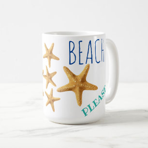 Taza De Café Playa Azul y Verde azulada Por Favor. Starfish Cla