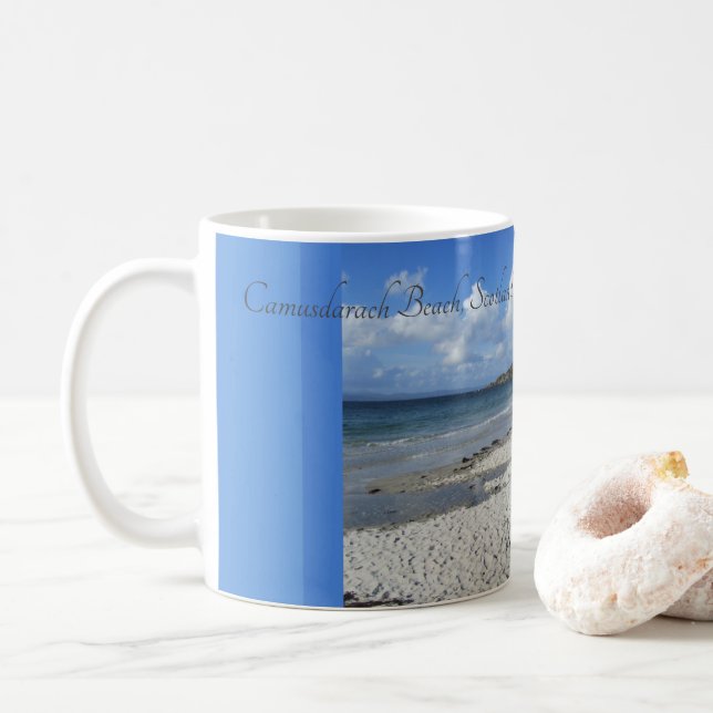 Taza De Café Playa Camusdarach, Arisaig, Escocia (Con donut)