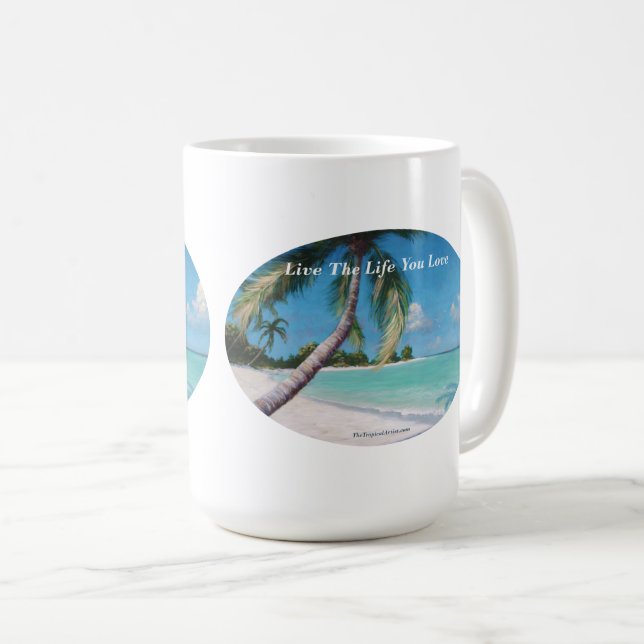 Taza De Café Playa Caribe tropical - Vive la vida que amas (Anverso derecho)