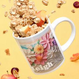 Taza De Café Playa con aspecto 3D floral personalizada