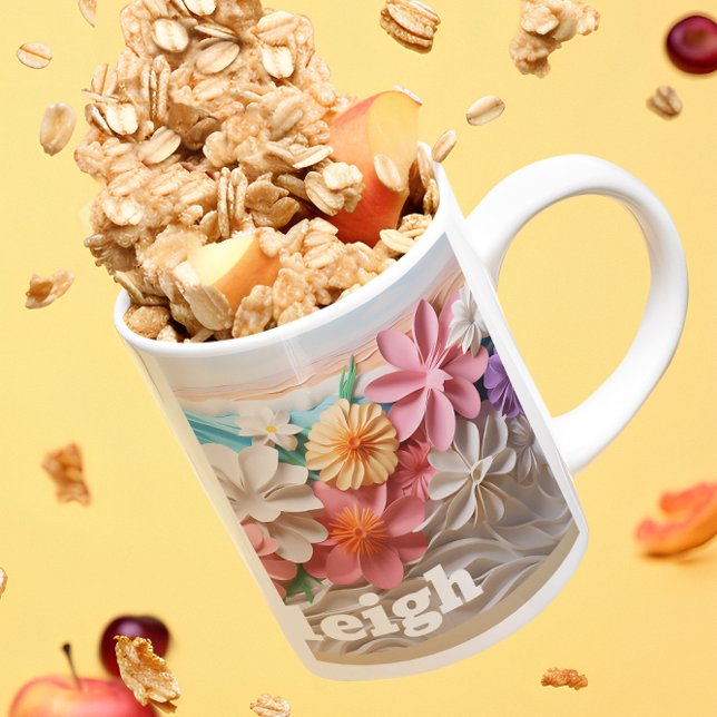 Taza De Café Playa con aspecto 3D floral personalizada (Subido por el creador)