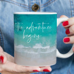 Taza De Café Playa de arena tropical mar aventura personalizada<br><div class="desc">La playa de arena tropical océano personalizado la aventura comienza diseño.</div>