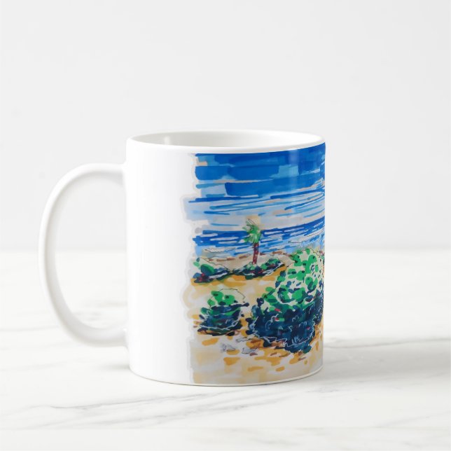 Taza De Café Playa de Cancún colorida y fresca (Izquierda)