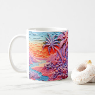 Taza De Café Playa de colores impresos con aspecto 3D