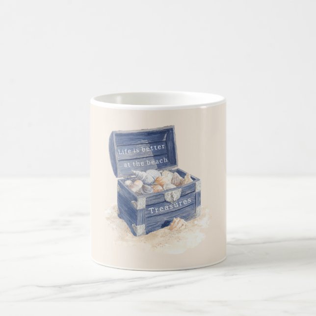 Taza De Café Playa de Conchas de Cofre Azul (Centro)