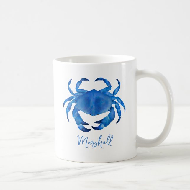 Taza De Café Playa de Crustacean de Cangrejo Azul (Derecha)