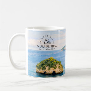 Taza De Café Playa de Diamante Bali Acuarela Mar Turquesa