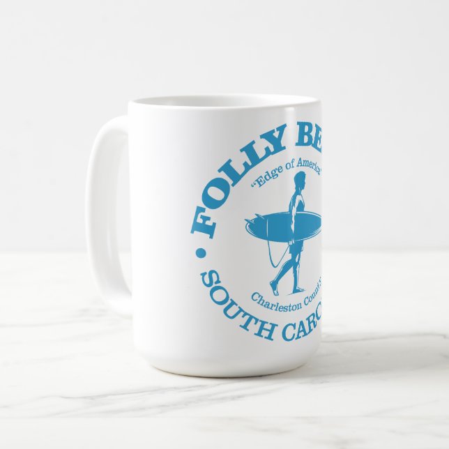 Taza De Café Playa de Folly (surfista) (Anverso izquierdo)