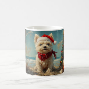 Taza De Café Playa de Navidades de Perro del Territorio Blanco 