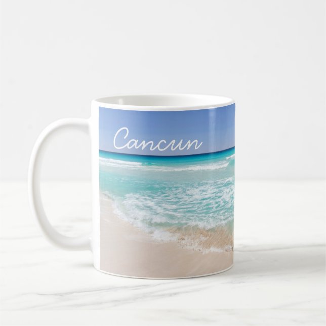 Taza De Café Playa de Olas Marinas Tropicales de Cancún México  (Izquierda)