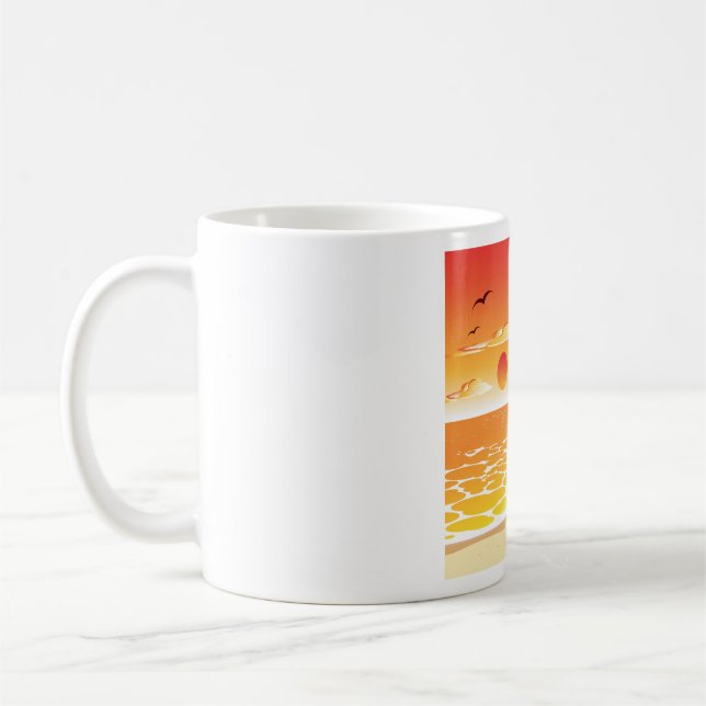 Taza De Café Playa de palmeras al atardecer tropical (Izquierda)