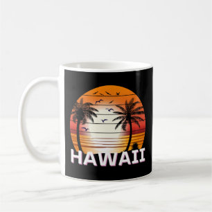 Taza De Café Playa de verano de Palm Trees Vintage de Hawaii