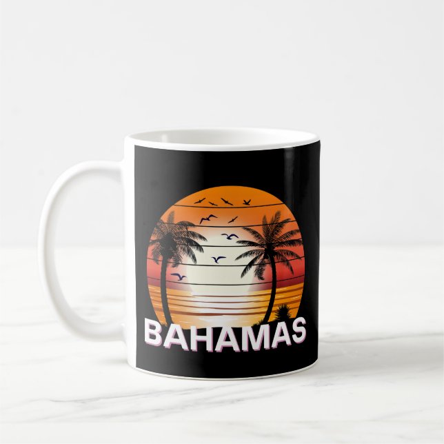 Taza De Café Playa de verano de palmeras antiguas de las Bahama (Izquierda)