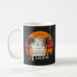Taza De Café Playa de verano de palmeras de Aruba vintage