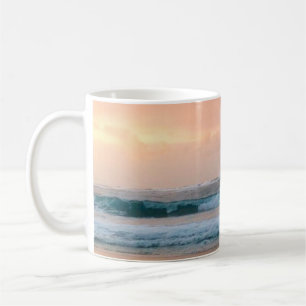 Taza De Café Playa del atardecer y océano