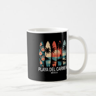 Taza De Café Playa Del Carmen México Surfboard Surfing Retro _1