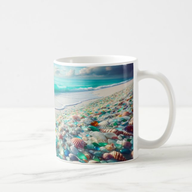 Taza De Café Playa del Océano bonito con cristales marinos (Derecha)