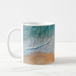 Taza De Café Playa del Océano desde arriba olas de mar turquesa