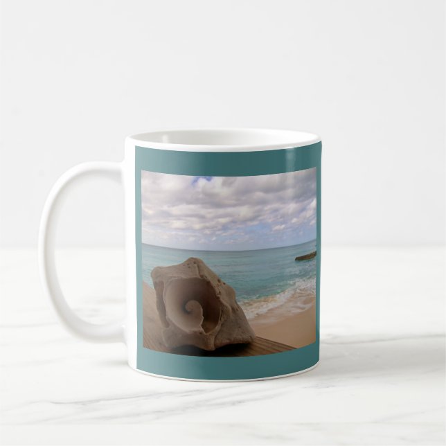 Taza De Café Playa del paraíso de Shell de la concha (Izquierda)