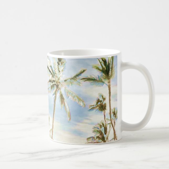 Taza De Café Playa hawaiana de época PixDezines (Derecha)