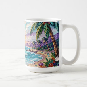 Taza De Café Playa Impasto y puesta de sol y amanecer de vidrio