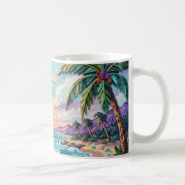 Taza De Café Playa Impasto y puesta de sol y amanecer de vidrio